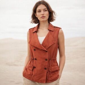 Banana Republic Rust Utility Vest Safari Jacket XS Preppy Coastal Minimalist